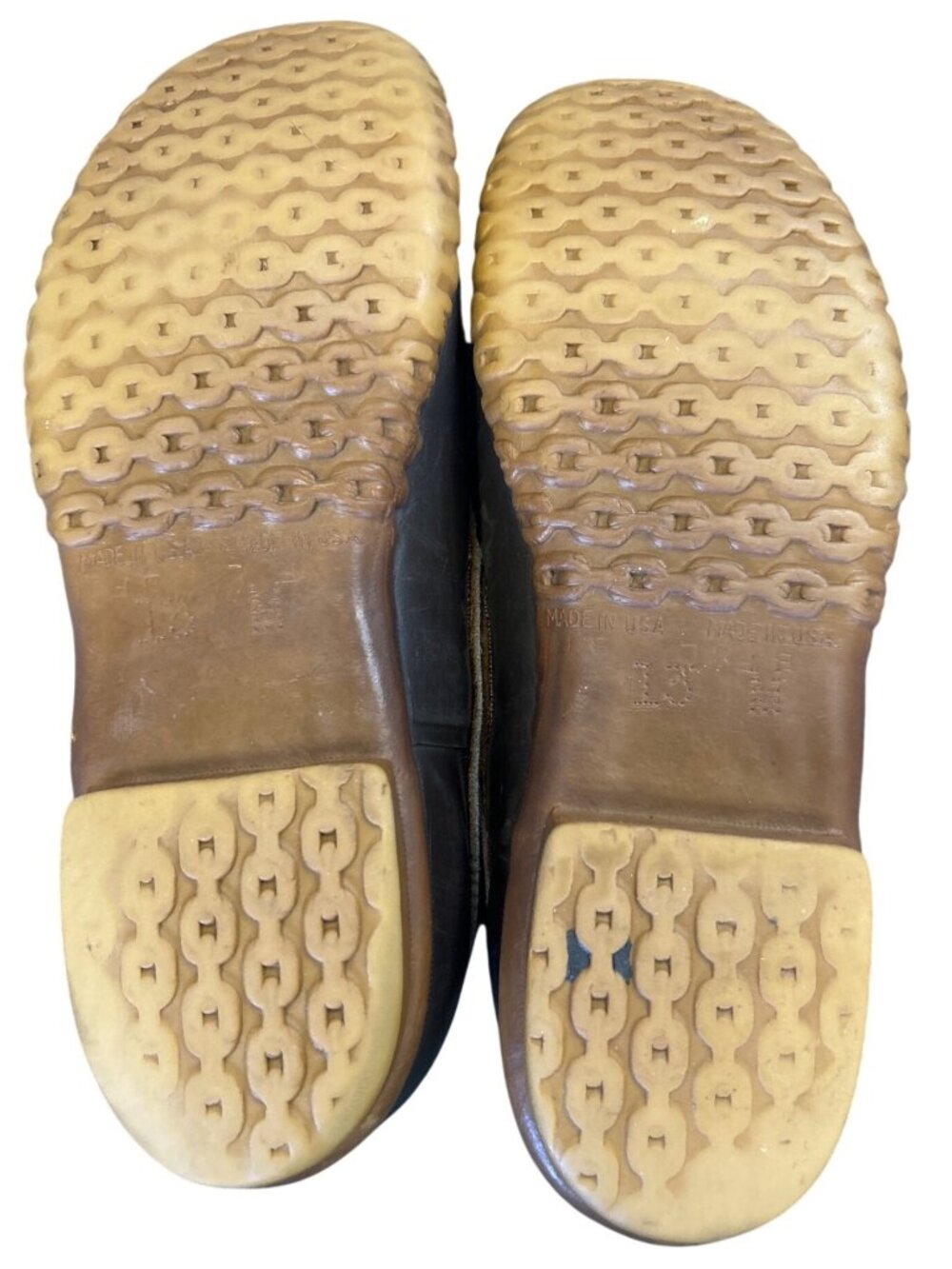 VTG L.L.Bean Maine Hunting Duck Shoes Men's13M Brown Tan Leather Rubber - Picture 7 of 7